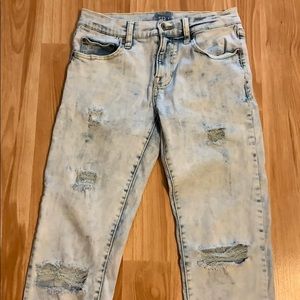 Faded skinny blue jeans
